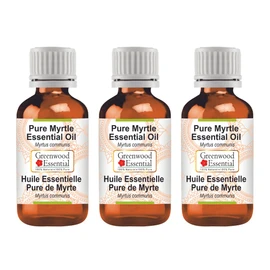 Greenwood Essential Pure Myrtle Essential Oil (Myrtus Communis) Natural Therapeutic Quality Steam Distilled (Pack of Three) 100ml x 3 (10oz)