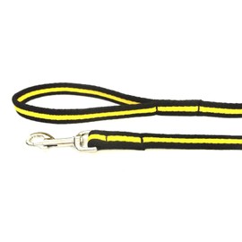 Short Dog Lead Walking Leash Training Close Control 45" 76" Long In 25mm Soft Air Webbing (Black/Yellow, 45" (1.1 Metres))