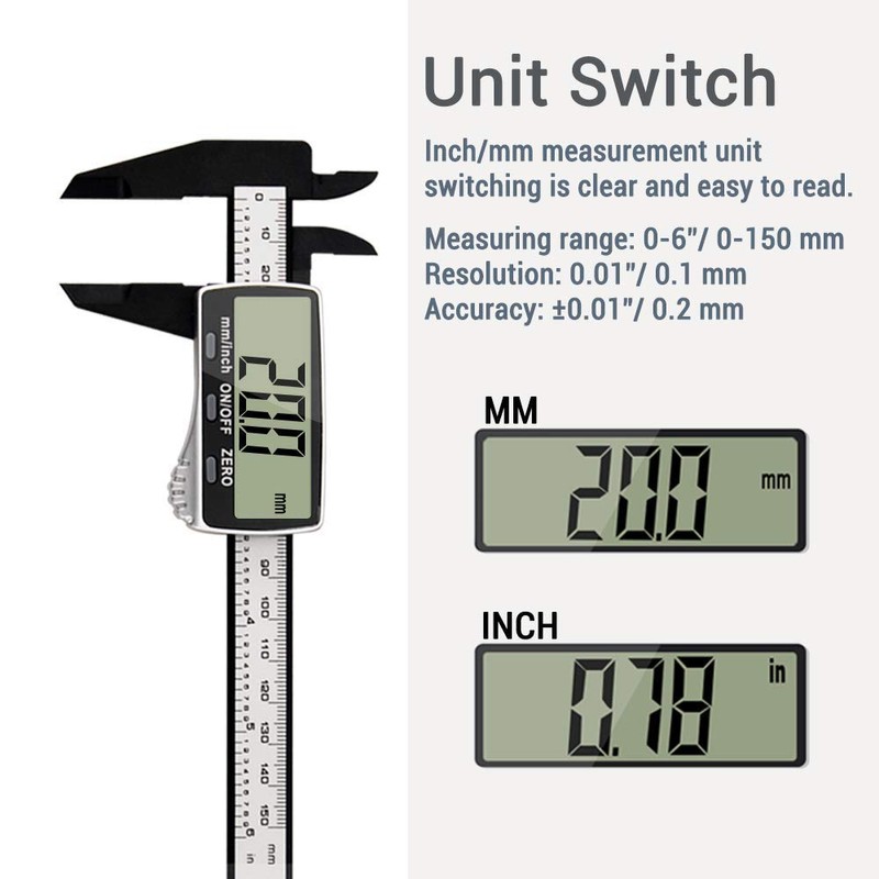 Vodlbov Digital Vernier Caliper 0-150mm / 0-6’’ Electronic Digital Caliper