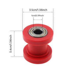 Windance 2pcs 10mm Chain Roller Pulley with Bolt Nut, Chain Tensioner Guide Wheel for 125cc 140cc 160cc SSR XR125 CRF50 KLX110 Motorcycle Pit Dirt Mini Bike ATV Parts (Red, 10mm)