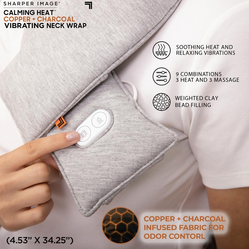 Calming Heat Neck Wrap by Sharper Image Copper & Charcoal