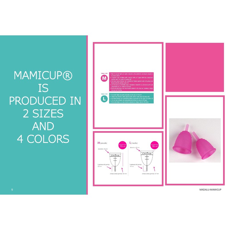 Kit Menstruationstasse MamiCup® M+L (Türkis) - Weiches, flexibles, wiederverwendbares medizinisches