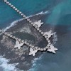 Allereya Crystal Butterfly Dangle Necklace Silver Tennis Chain Necklace Rhinestones