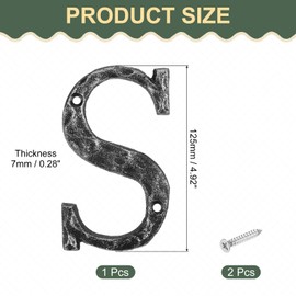 sourcing map House Address Letter, 4.9 Inch Cast Iron Vintage Wall Letter S Outside Letters for Home Street Office Mailbox Sign, Black & Silver