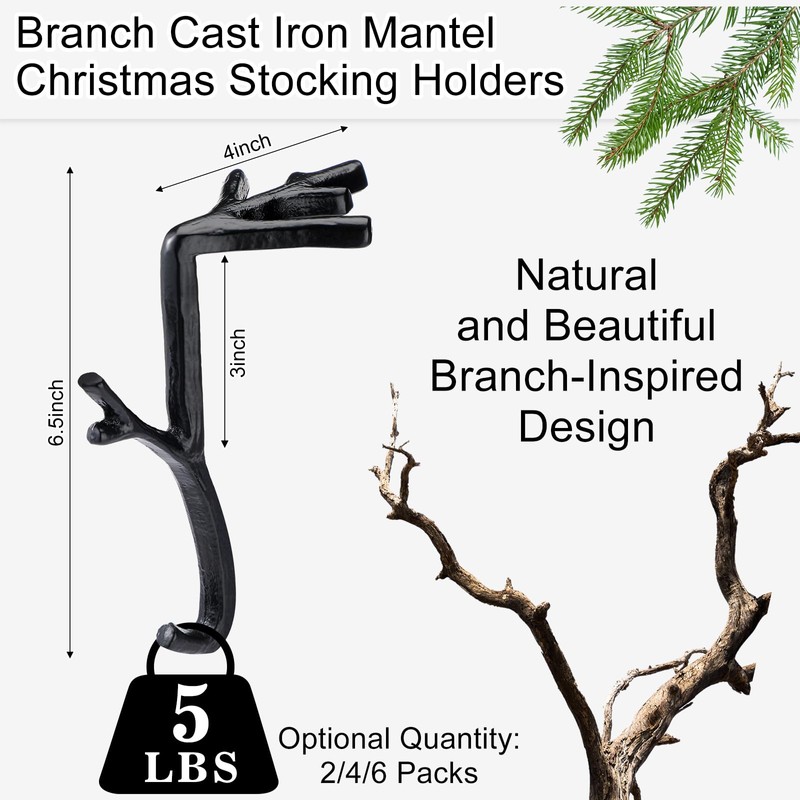 Vicenpal 4 Pcs Fireplace Stocking Garland Hanger for Mantel 2