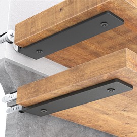 Goovilla Shelf Brackets, Heavy Duty Floating Shelf Bracket 10 Inch for 2×4” Wood Stud, 4 Pack L Brackets for Shelves, Black Metal Wall Shelving Brackets, Shelf Support Bracket, 160 lb. Load Capacity