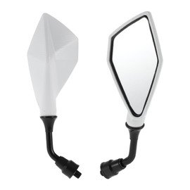 HOPESPANNER Universal Motorcycle Rear View Mirrors Adjustable Bar End Side Mirrors Mount Iron Plastic 1 Set White M10 Polygonal Shape