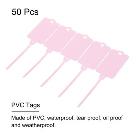 sourcing map Plastic Tags Key Label Tags, for Plastic Tie Mark Product Identification Tags,Valve Marking,Outdoor Tagging, 1.5x2.5 Inch Pink 50Packs