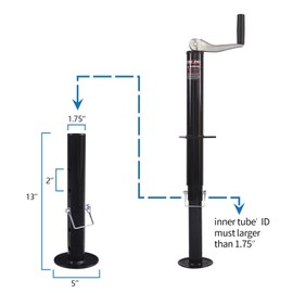 TOWKING Trailer Jack Drop Leg for 2" ID Tube, 2,000 lbs, Black