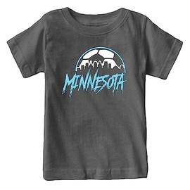 Xtreme Apparrel Minnesota Soccer Skyline Kid's Fan T-Shirt (Charcoal Shirt, YS)