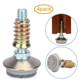 Hot Favorable Furniture Levelers - Adjustable Leveling Legs for Tables Chairs Cabinets - 1.35" Diameter Base with 4 Felt Pads, 3/8"-16 Thread- Sliver(4 Pack)