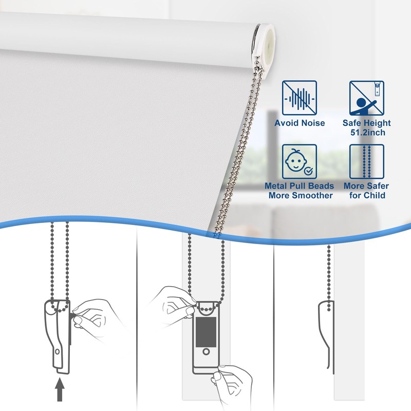 Grandekor 100% Blackout Roller Shades, Pull Down Shades for Window