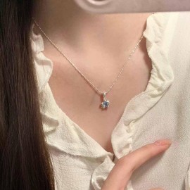 Cimenexe Bohemian Crystal Star Choker Necklace Silver Sapphire Star Pendant Necklace Blue Rhinestone Star Chain Necklace Small Cz Star Collar Necklace Jewelry for Women