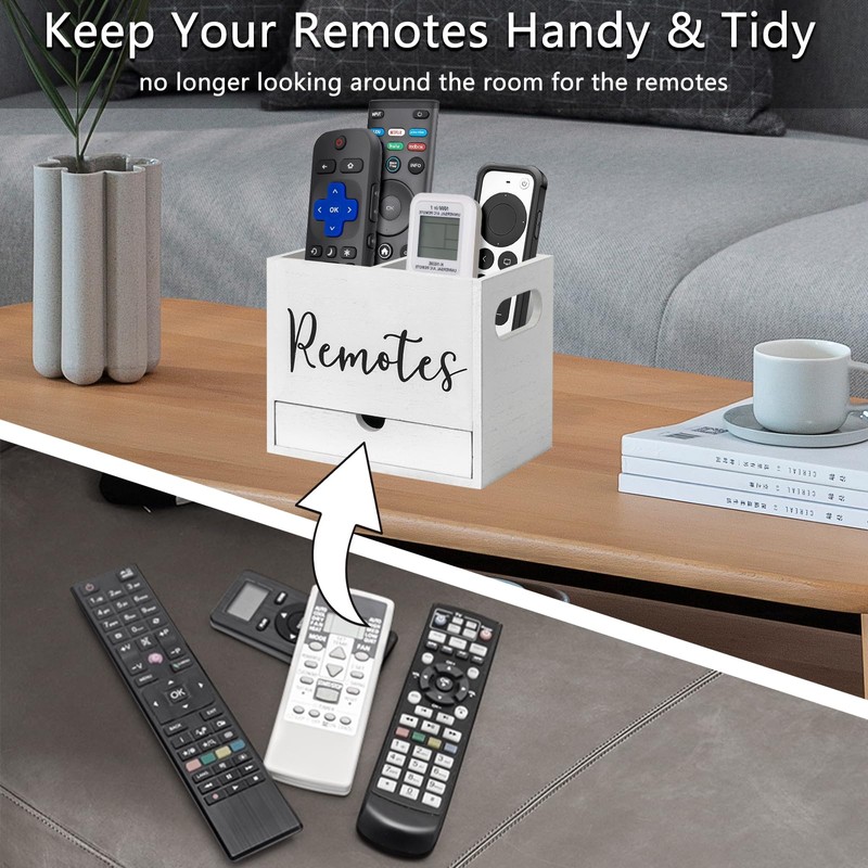 Remote Control Holder, 2 Slot TV Remote Holder& Desk Organizer