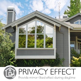 HIDBEA One Way Privacy Window Film, Daytime Mirror Reflective Heat Control UV Sun Blocking Non-Adhesive Static Cling Window Tint for Home and Office (Black-Silver, 29.5 Inch x 13.1 Feet)