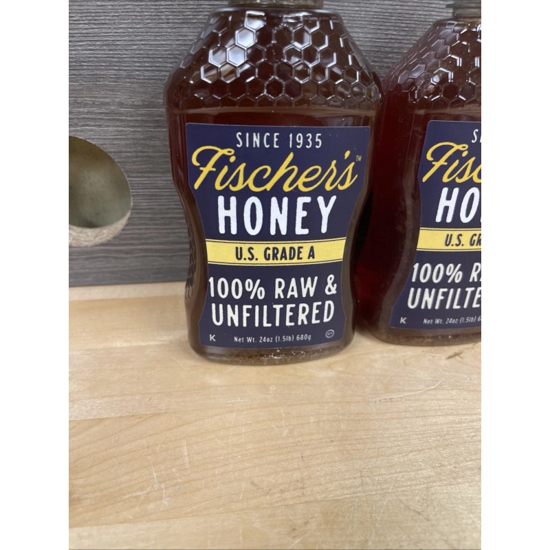 Fischer's 2 Pack Fischers Honey 24oz Raw and Unfiltered 100%