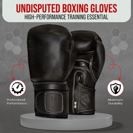 Boxing Gloves - Training Boxing Gloves Design with Black Carbon Fiber & Leather Thumb - Durable Wrist Strap Professional Boxing Gloves for Sparring, Heavy Bag Work, & Muay Thai - S/M