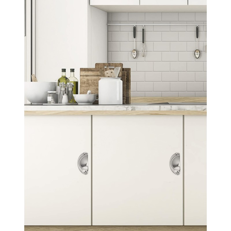 QWORK® 16 Pcs Shell Cup Handles Drawer Handles, Half Moon