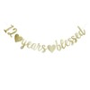 12 Years Blessed Banner, Funny Gold Glitter Sign for 12th