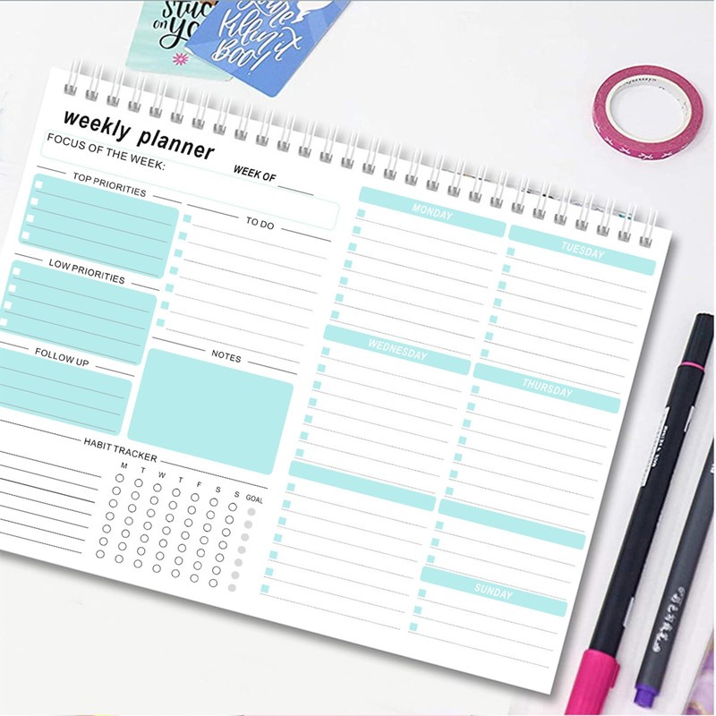 MUFEKUM Weekly Planner, 7.5''x10.2'' Weekly To Do List Notepad, Undated