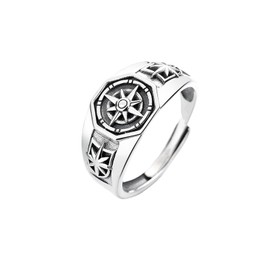 Yoimckay Adjustable Compass Ring, Women's Men's Ring, Vintage Carved Band Rings, Punk Signet Ring, Jewellery Street Fashion Personality Jewellery, Vintage Simple Jewellery Gift, Metal, Metal