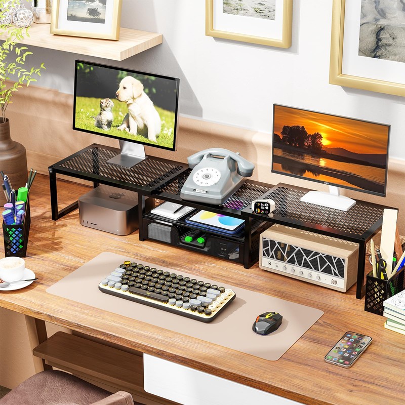 Simple Trending Monitor Stand Riser, Adjustable Angle Computer Desk Organizer