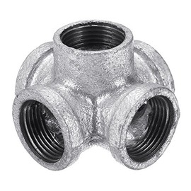 TuToy 1/2 '3/4' 1 '5 Way Pipe Fitting Malleable Iron Galvanised Outlet Cross Bushing Pipe Connector - 1/2 Inch