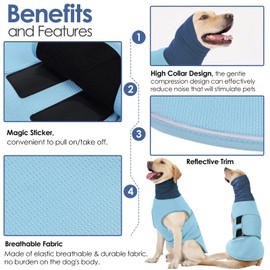 AOFITEE Dog Anxiety Vest, Dog Anxiety Calming Hoodie, Pet Thunder Jacket Calming Shirt for Fireworks, Thunder, Travel, Separation, Noise Block & Ear Protection Recovery