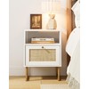 Apetaccat Rattan Nightstand, Boho Night Stand Farmhouse Wood Bedside Table