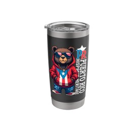 Cute Teddy Bear Puerto Rico Flag Boricua Puerto Rican Kids Stainless Steel Insulated Tumbler