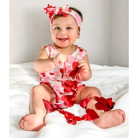 Leapparel Baby Girl Strawberry Clothes Toddler Playsuit Pink and White Infant Outfits Sleeveless Baby Jumpsuits with Cute Headband Cotton Harmless 6-12 Months Rompers