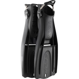 Cressi Origin LD Adjustable Open Heel Fins, Black, S/M