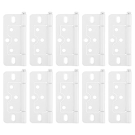 sourcing map 10Pcs 3x1.4 Inch Door Hinges Non-Mortise No Noise Bifold Door Hinges Plating for Cabinet Furniture Window Wardrobe, White