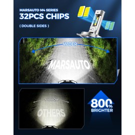 Marsauto 9003/H4 Bulbs,34000LM Brighter, Wireless H4 Powersports Light For UTV ATV Offroad Vehicles, Plug and Play, Pack of 2