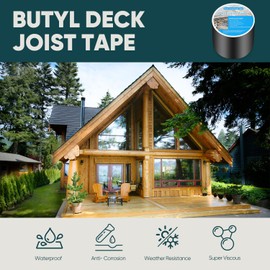 FAHKNS 4 Pack Butyl Joist Tape, 6" x 50' Joist Tape for Decking, Anti-Corrosion Weather Resistance Self-Adhesive Deck Tape for Protect Deck and Beams
