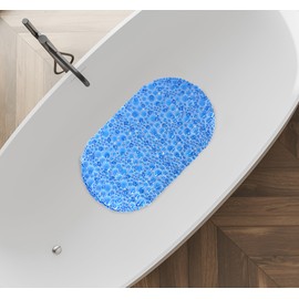 Splash Home Pop Bathtub Mat Non-Slip, Shower Mat Machine Washable Bath Mat for Tub, 27 L x 15 W Inches, PVC - Blue