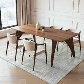 LIVEBOX Modern Abstract 5x7 Area Rugs for Living Room, Beige Washable Rugs for Bedroom, Non-Slip Minimalist Neutral Wave Striped Rugs for Playroom Nursery Boys, Throw Accent Rug Carpet for Dining Room