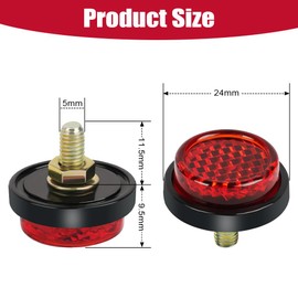 AYBUY AYBUY 6Pcs Round Motorcycle Reflectors, M5 Screw Mount Safety Reflectors, 24mm Mini License Plate Reflectors, Red Light Warning Reflector for Motorcycle Bicycle Trailers Gate Posts