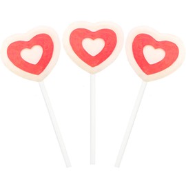 Fruidles Red Double Heart Tattoo Lollipop Sucker, White Shaped Lollipop with Red Heart, 10g Individually Wrapped Candy (Half-Pound)