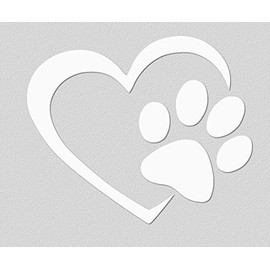 ViaVinyl Dog Paw Heart Decal for dog and animal lovers. For car and truck windows, laptops and Macbooks, iPads and Tablets, iPhones and cell phones, Yeti and Rtic tumbler cups, and more!