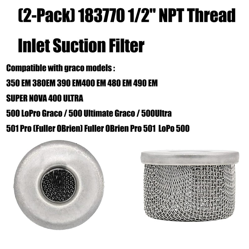 2 Pack 1/2 in NPT Pump Inlet Filter Screens for