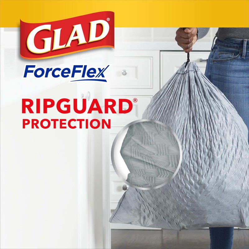 Glad Trash Bags, ForceFlex Tall Garbage Bags, 13 Gallon Grey