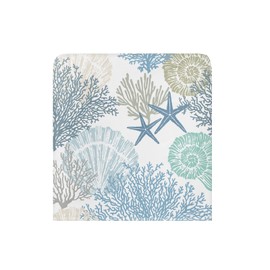 Blue Teal Coral Chair Back Cover, Summer Beach Starfish Dining Chair Protector Covers, Ocean Nautical Coastal Chair Covers Removable Chair Slipcovers for Weeding Banquet Party 19"x18", 4 Pack