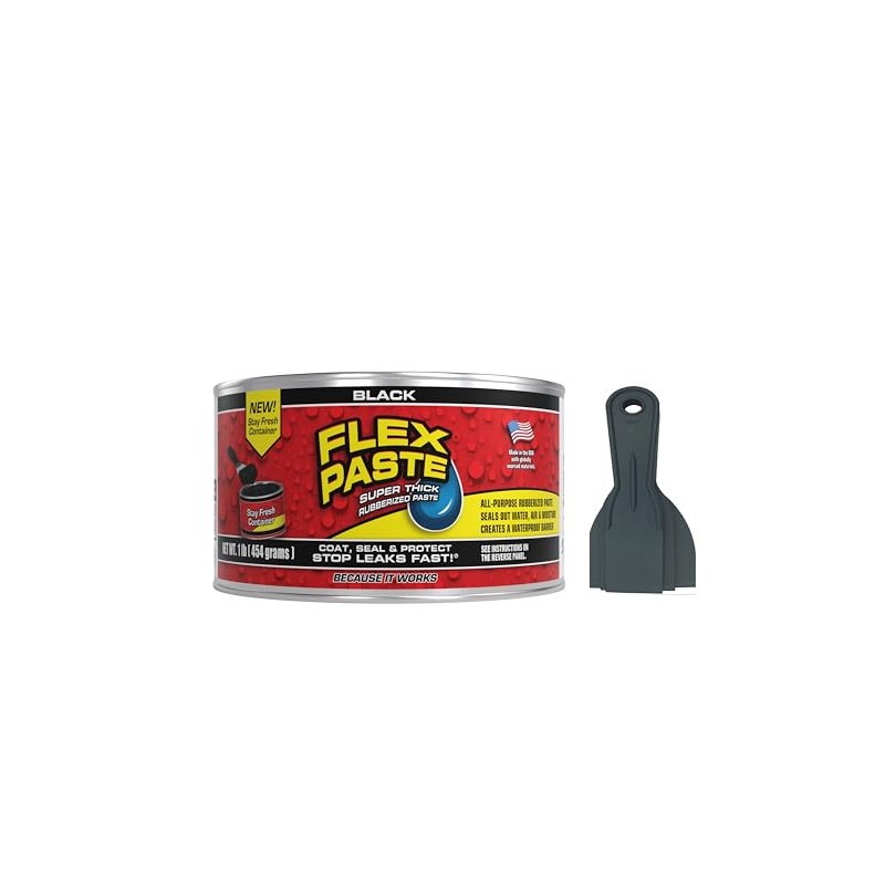 Flex Seal Flex Black Paste 1lb Jar with Allway Tools