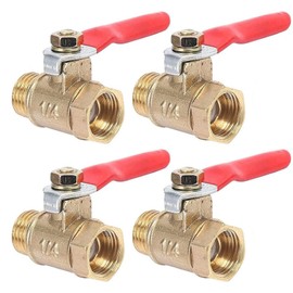 Airline Socket, 4 Pack 1/4" Locking Ball Valve, Brass for Air Compressor, Air Tool, Good Airtightness, Easy Open and Close, Full Port, Ball Valve with Rubber Handle