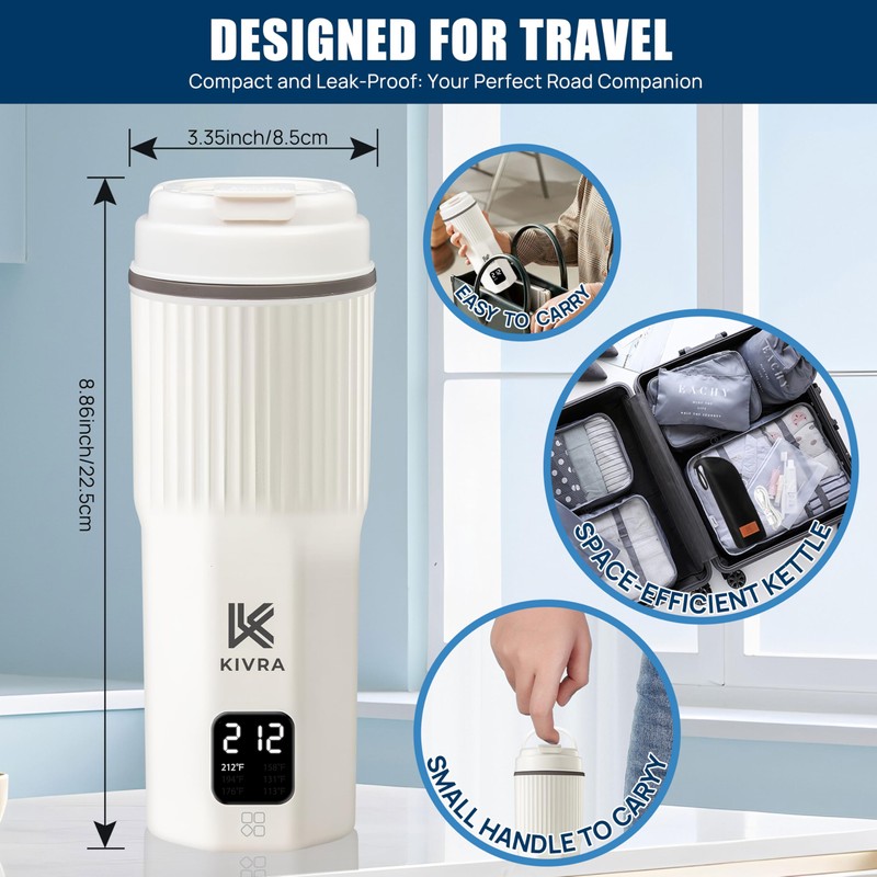 KIVRA Travel Kettle-316 Stainless Steel Portable kettle, 450mL Portable Water