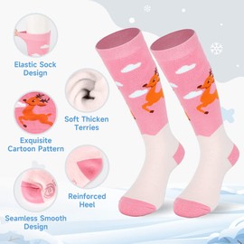 Findway Kids Ski Socks, Kids Thermal Socks 85% Cotton Boys Girls Snow Socks Soft Breathable Winter Outdoor Ski Socks for Skiing Skating Snowboarding, 2 Pairs/3 Pairs