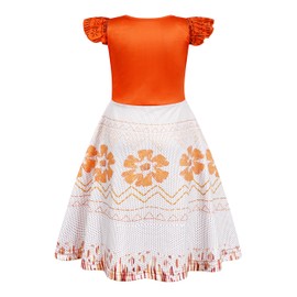 Jurebecia Girls Nightgowns Princess Nightdress Flutter Sleeves Nightie Dress Pajamas Sleepwear Night Gown for Kids Size 9-10 Orange