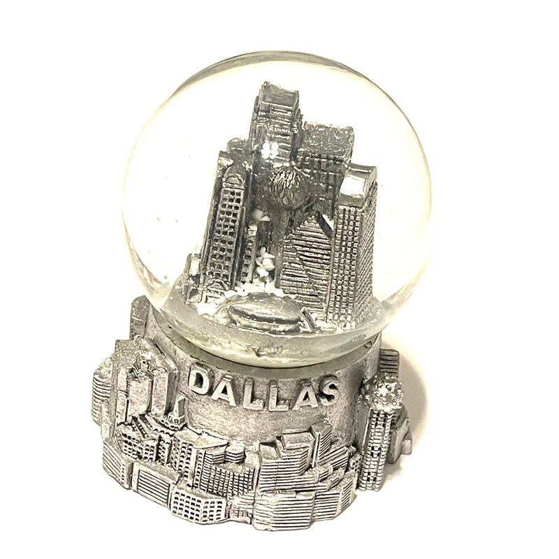 Generic Dallas Texas Mini Souvenir Snow Globe Pewter Design Dallas