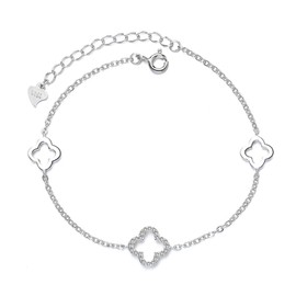 ysister Women's Bracelet 925 Sterling Silver Charm Bracelet Girls Bracelet Clover Necklace Silver 925 Sterling Silver Pendant Chain Gift for Women Bracelet Children Anklet, 925 Sterling Silver and
